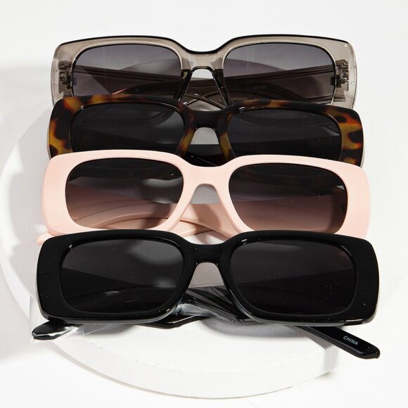 Ruby Blush Pink Rectangle Acetate Sunglasses - Picture 4 of 4
